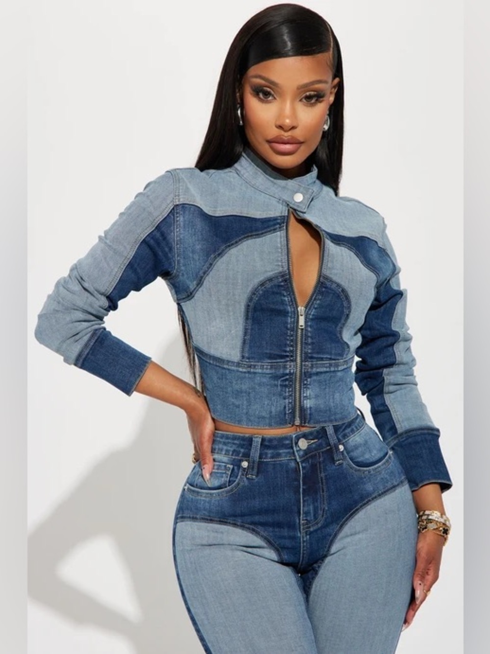 Coronado Two Tone Denim Moto Jacket